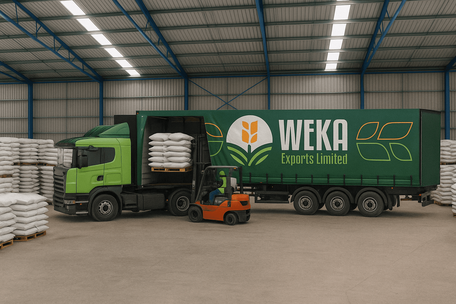 Export containers being loaded